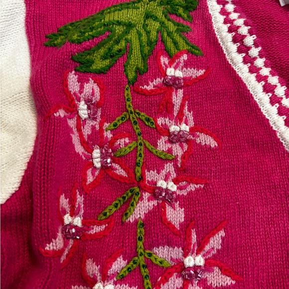 Storybook Knits Floral Snapdragon Embroidered Cardigan Size M - Picture 3 of 8